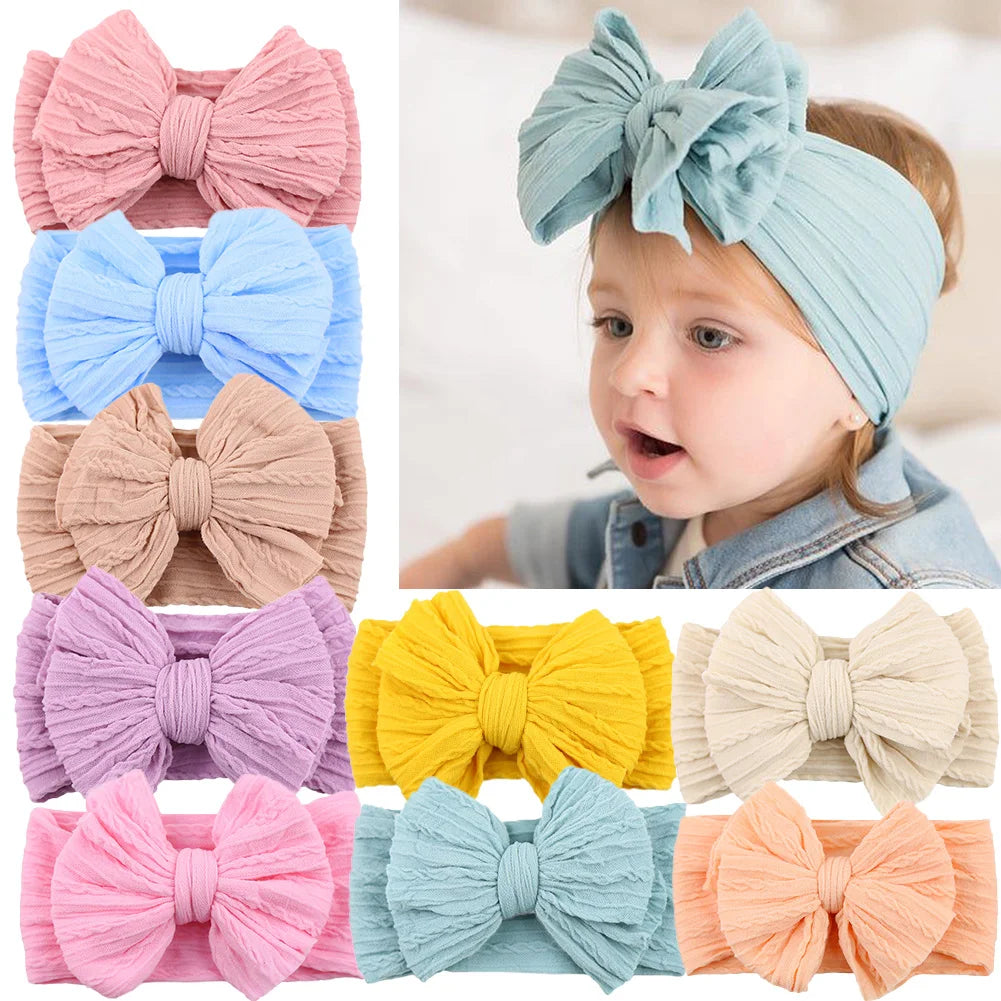 Solid Cable Bow Baby Headband - Close-up View