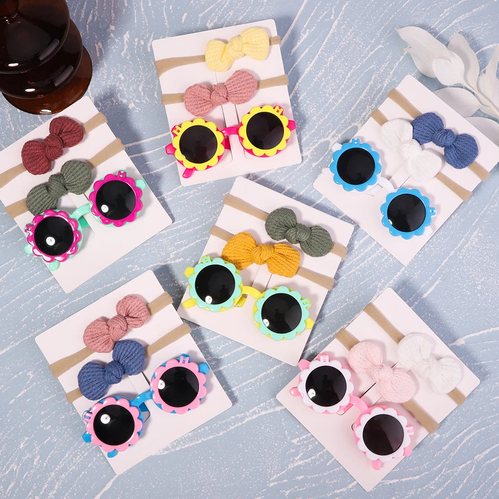 Vintage Bow Headband & Flower Sunglasses Set - Image 4